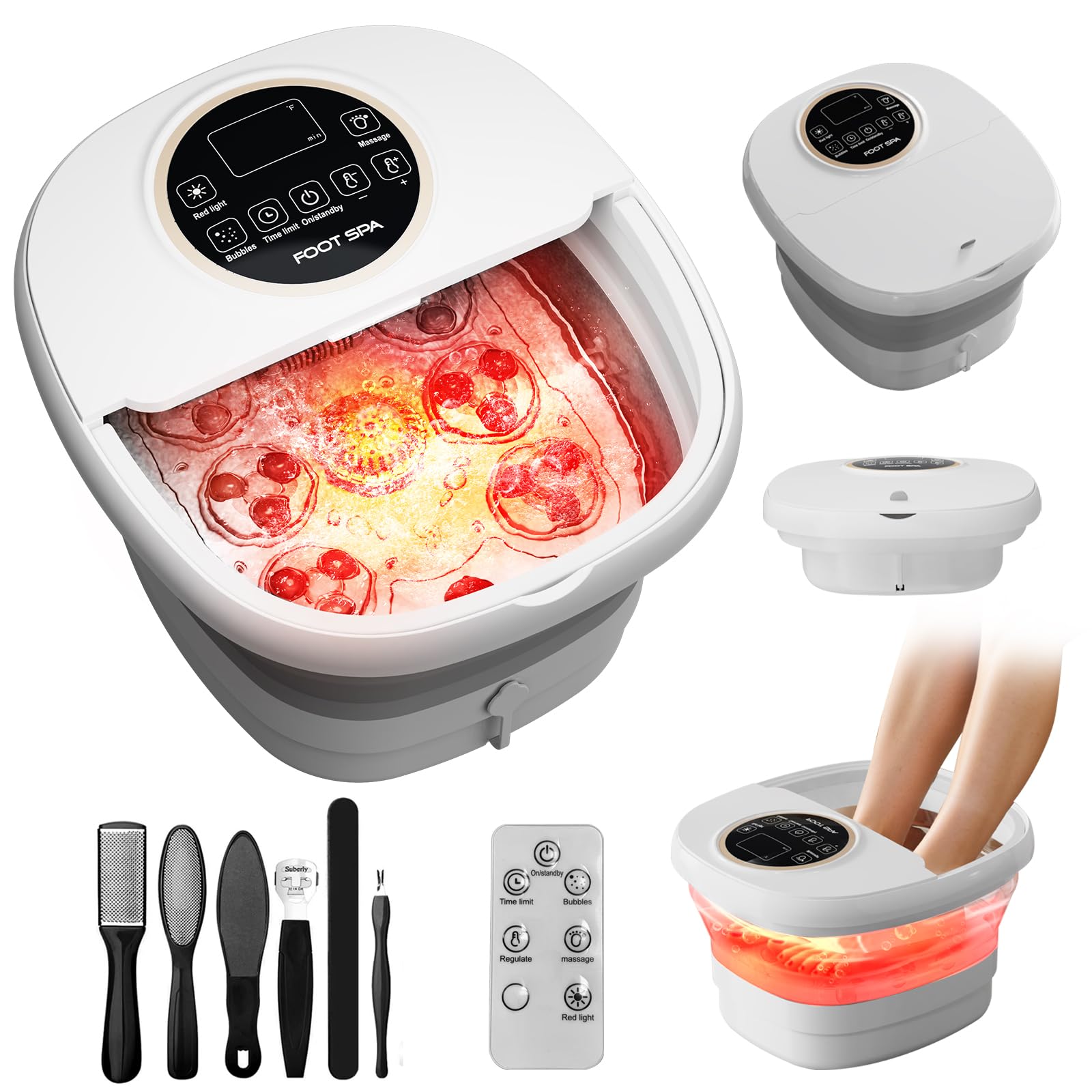 Olixie electric pedicure foot spa with remote for easy at-home relaxation.