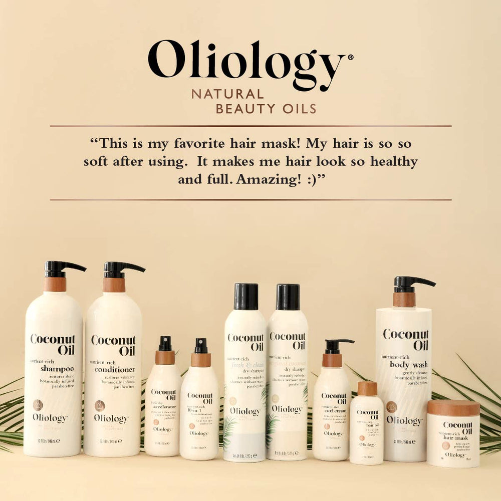 Oliology Hair Mask bottle on a bathroom shelf, ready for routine.