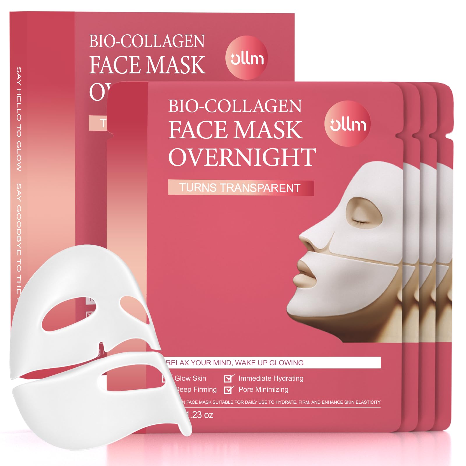 OLLM Korean Overnight Collagen Face Mask packaging highlights premium hydration