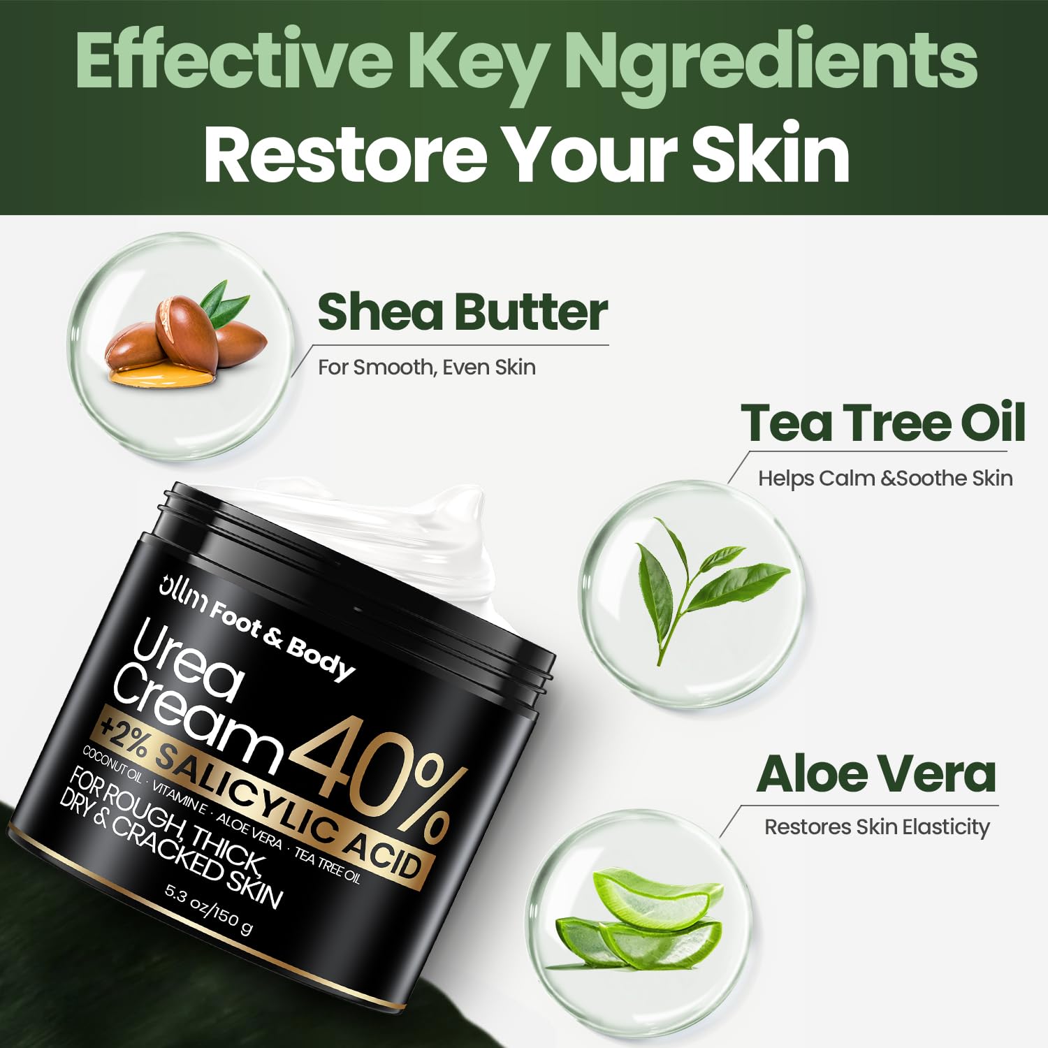 OLL M Urea Cream 40% for cracked heels smooths rough skin.