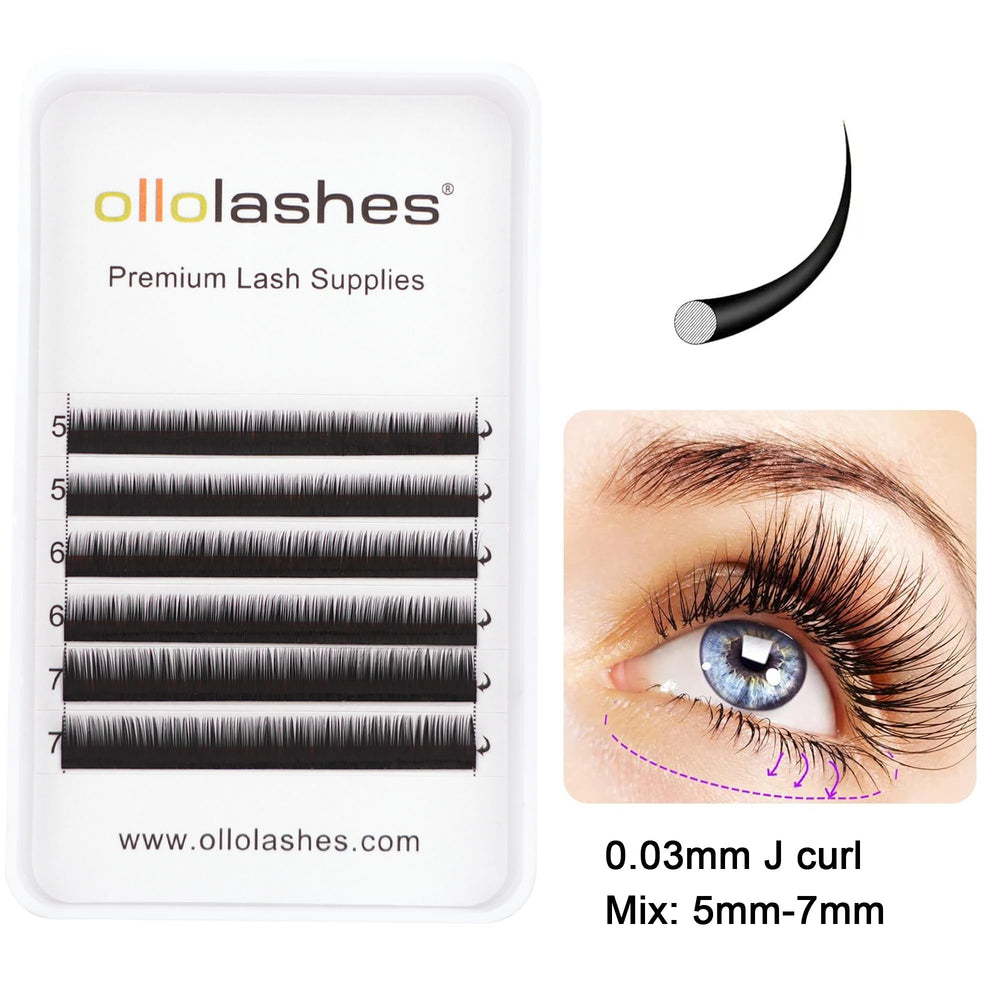 OLLOLASHES bottom lashes 5-7mm mix for versatile eye shaping.