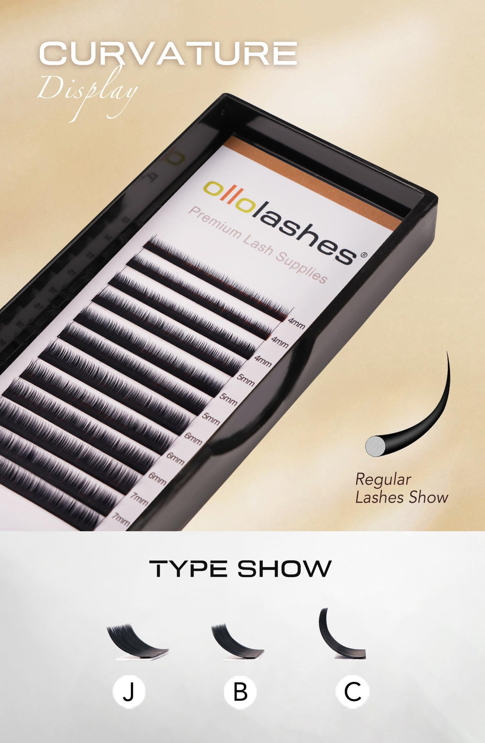OLLOLASHES bottom lash tray highlights soft, elastic extensions that hold curl.