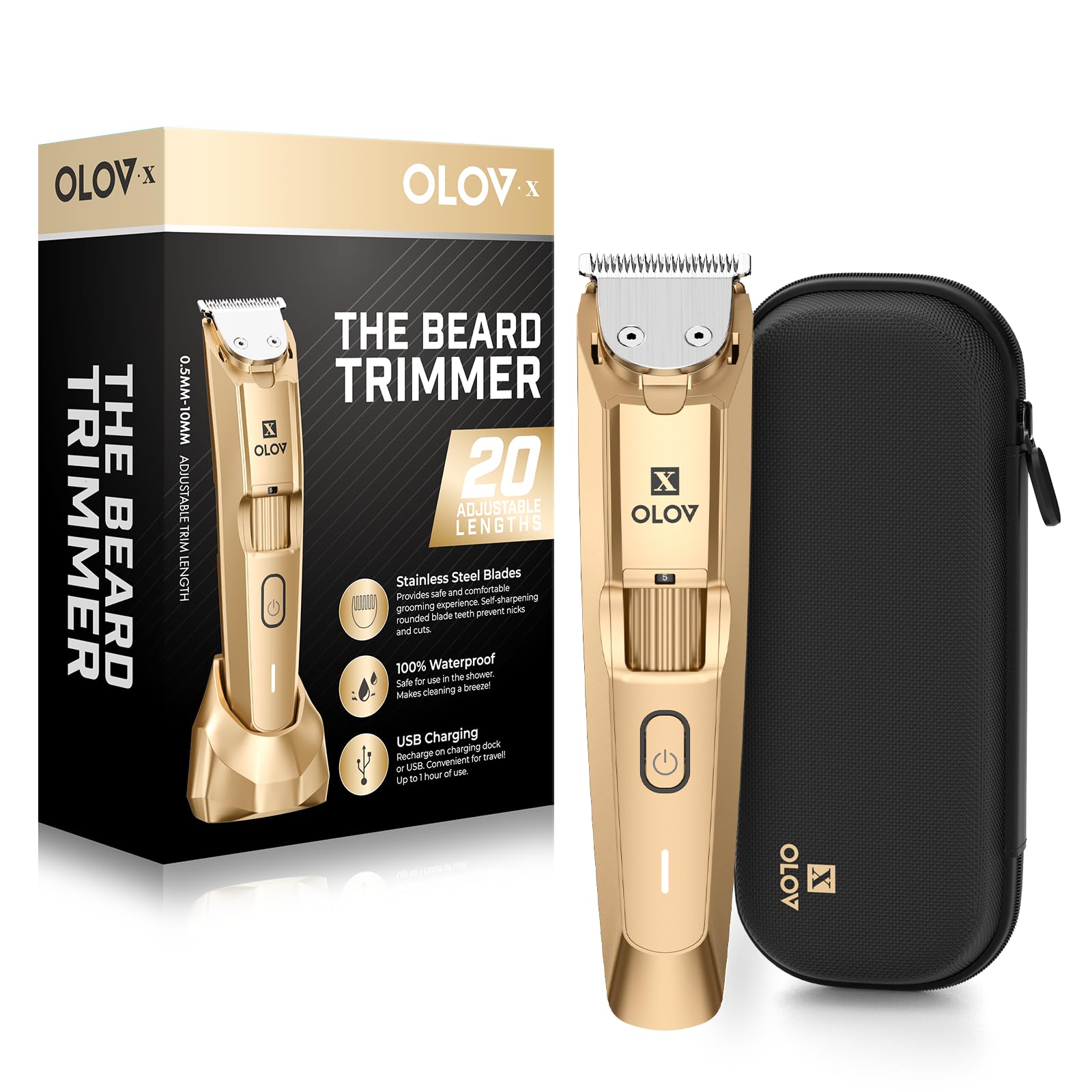 OLOV X beard trimmer with precision dial for tailored length options