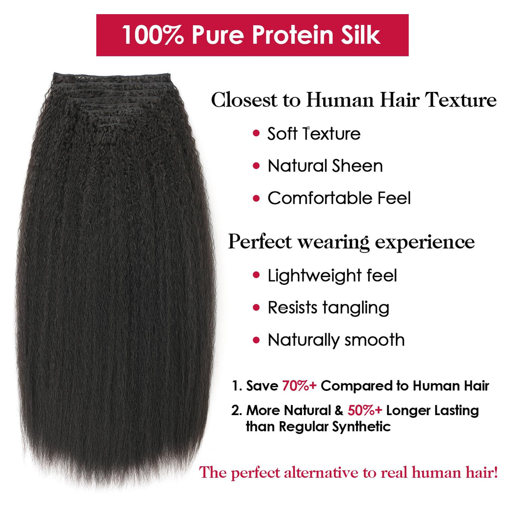 OLQZJZJ kinky straight clip-in 24inch wefts detail for realistic density