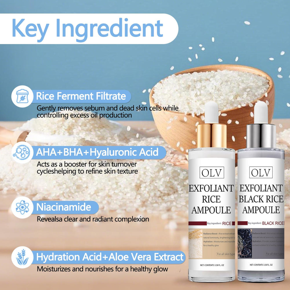 OLV Peel Shot Glow Rice Ampoule two-pack highlights long-lasting value.