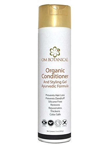 OM Botanical Ayurvedic Conditioner and Styling Gel bottle shows lightweight hydration and hold