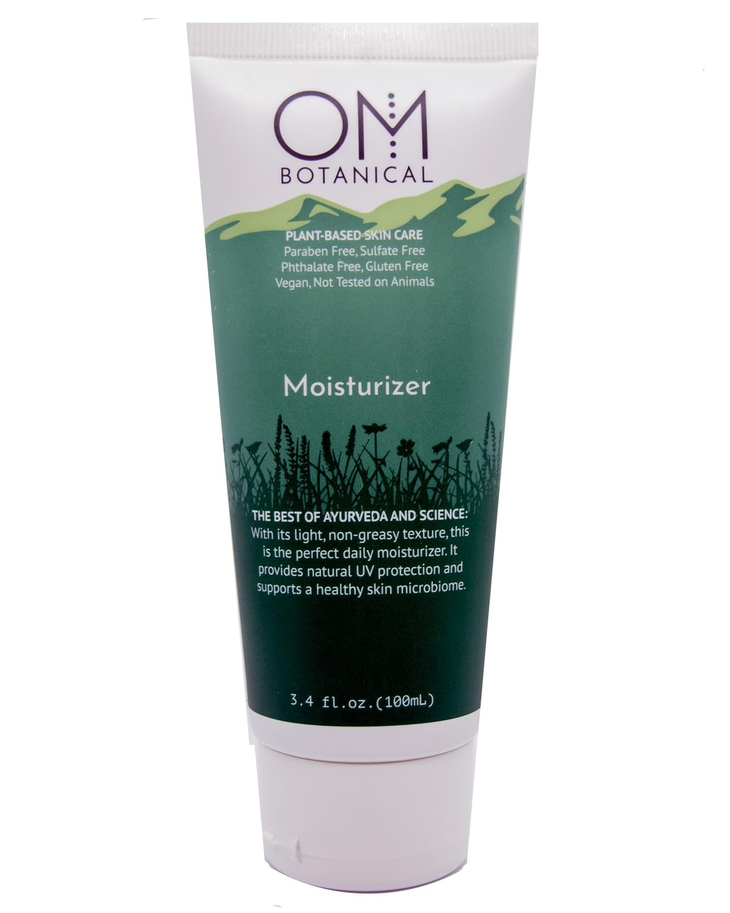 OM Botanical moisturizer bottle close-up for lightweight daily hydration