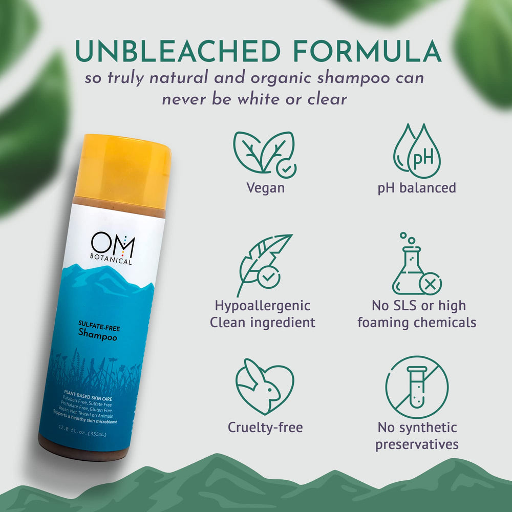 Hands applying OM Botanical shampoo to hair for cleansing