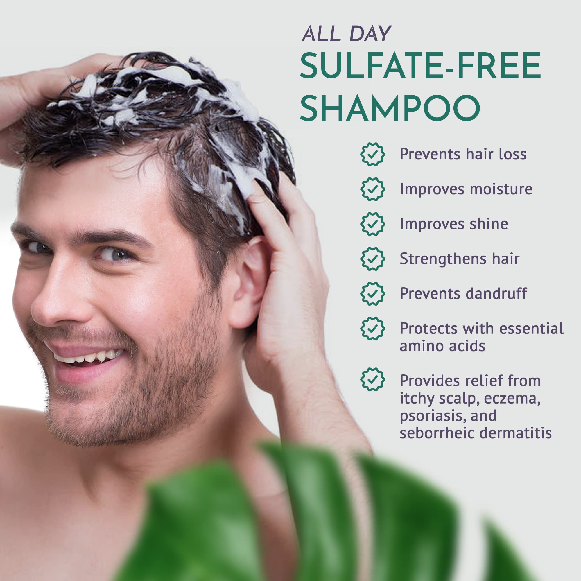 Neem extract in OM Botanical shampoo suggesting purifying scalp care