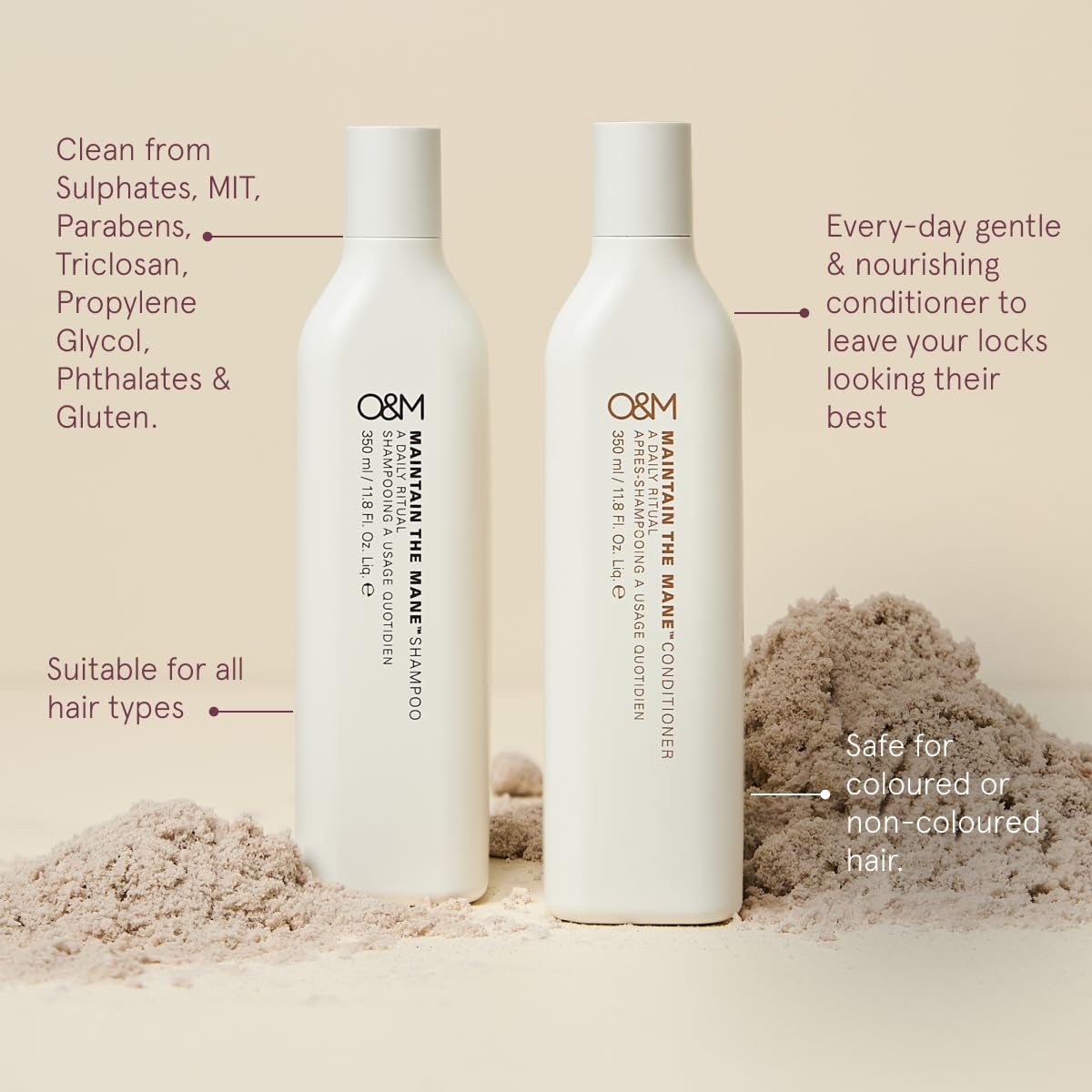 O&M Maintain the Mane shampoo Banksia flower illustration highlights Australian extract