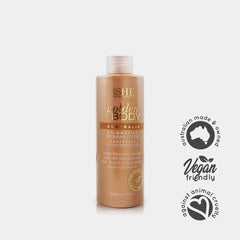 Swatch of Om She Golden Lotion on skin demonstrating natural bronze tint.