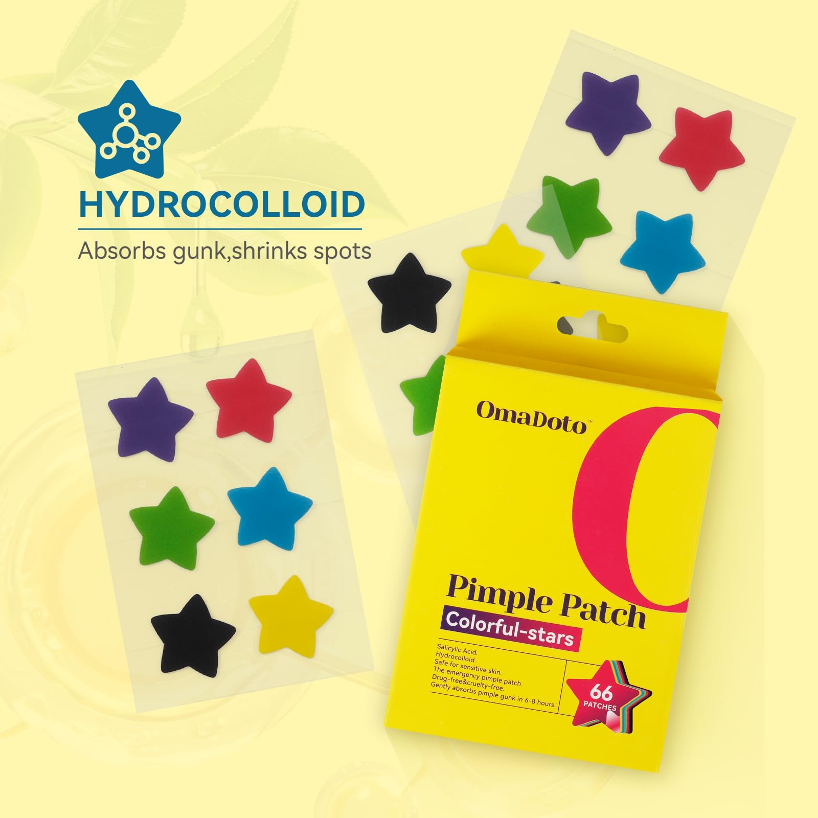 OMADOTO star patches may ease redness and swelling within 6-8 hours.
