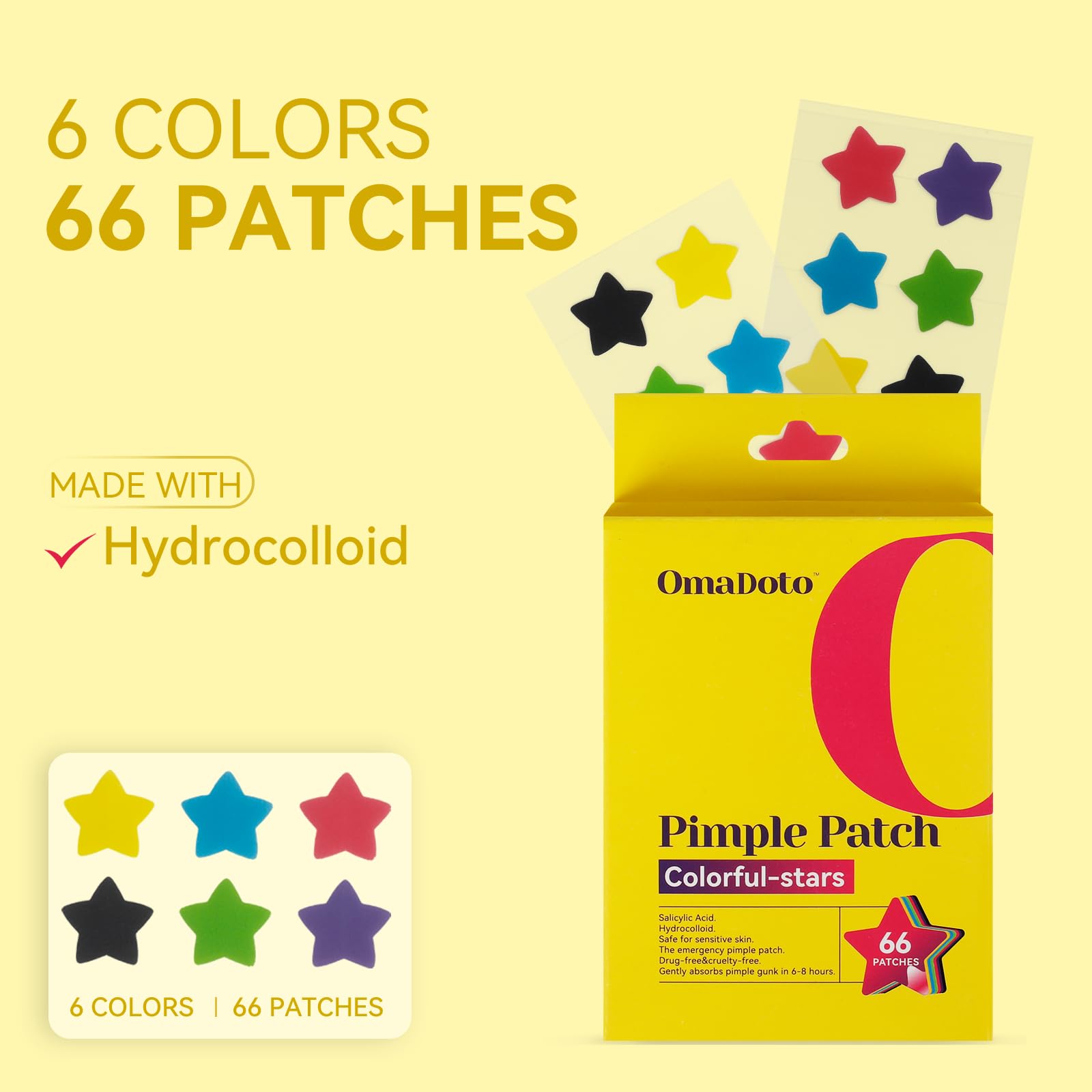OMADOTO hydrocolloid patches are skin-friendly for sensitive skin.