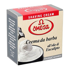 Shaving brush lathers Omega cream; dense foam for a comfortable shave