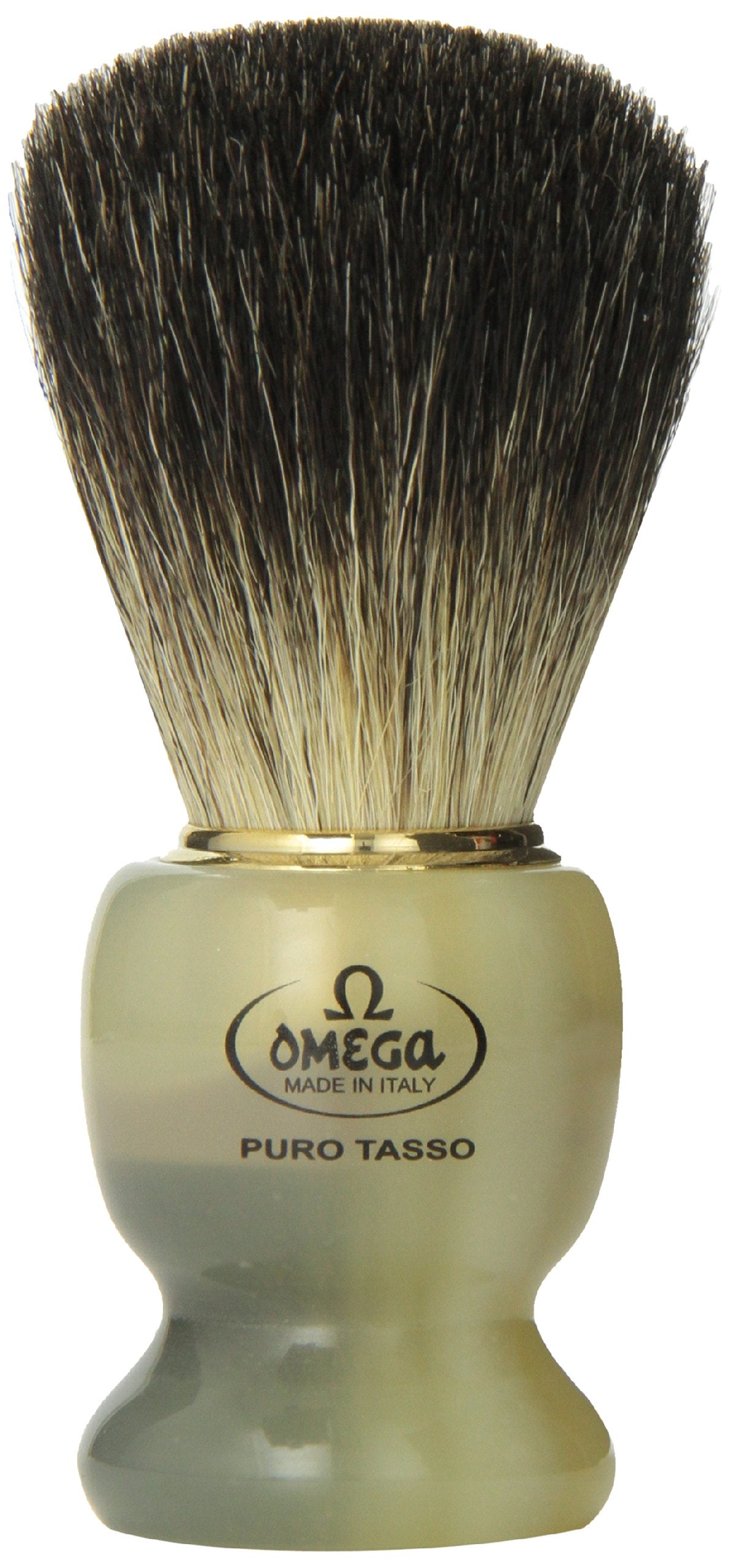 Omega 63171 Stripey badger brush with stand for quick drying