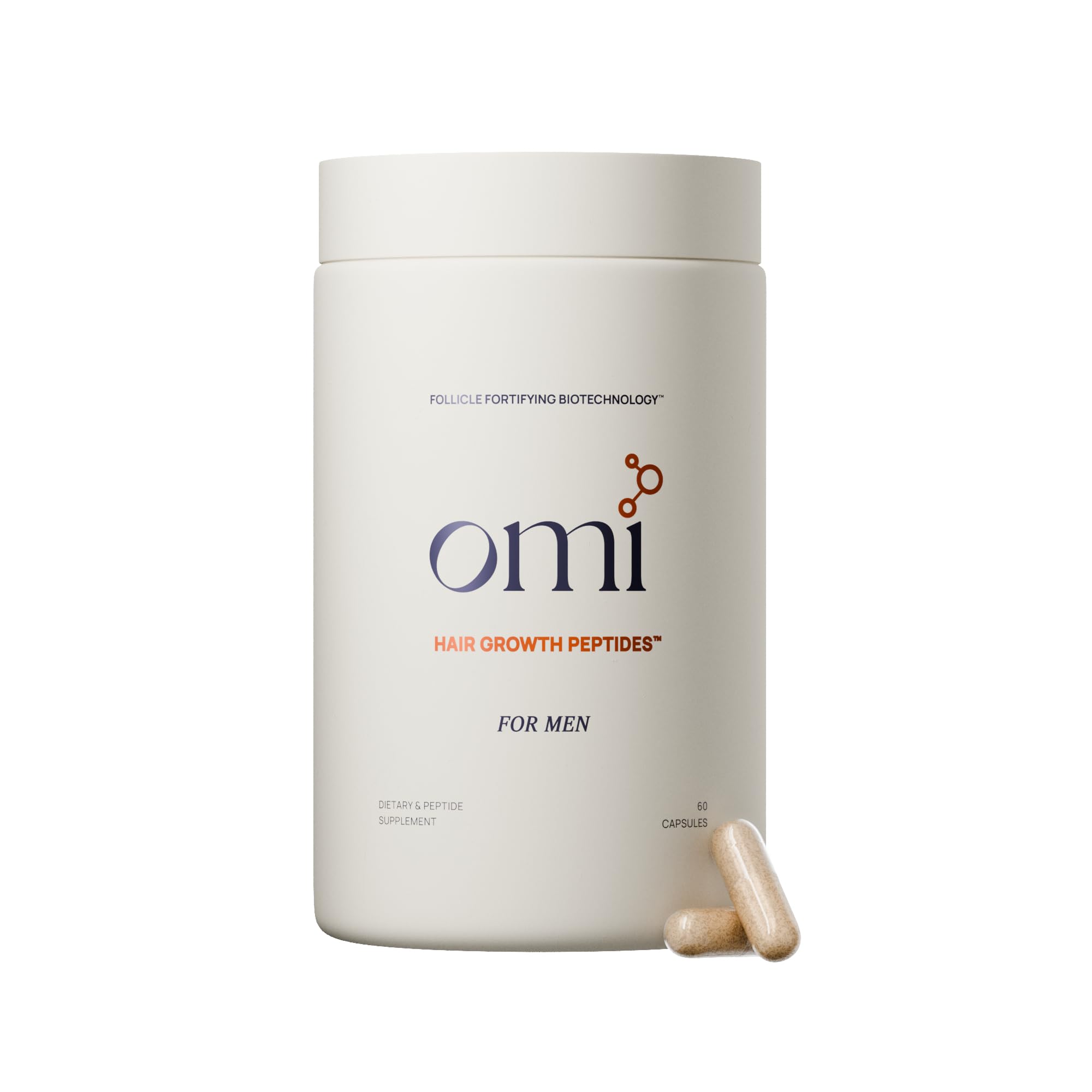 OMI WellBeauty Men's Hair Growth Peptides bottle front shows premium follicle-support formula