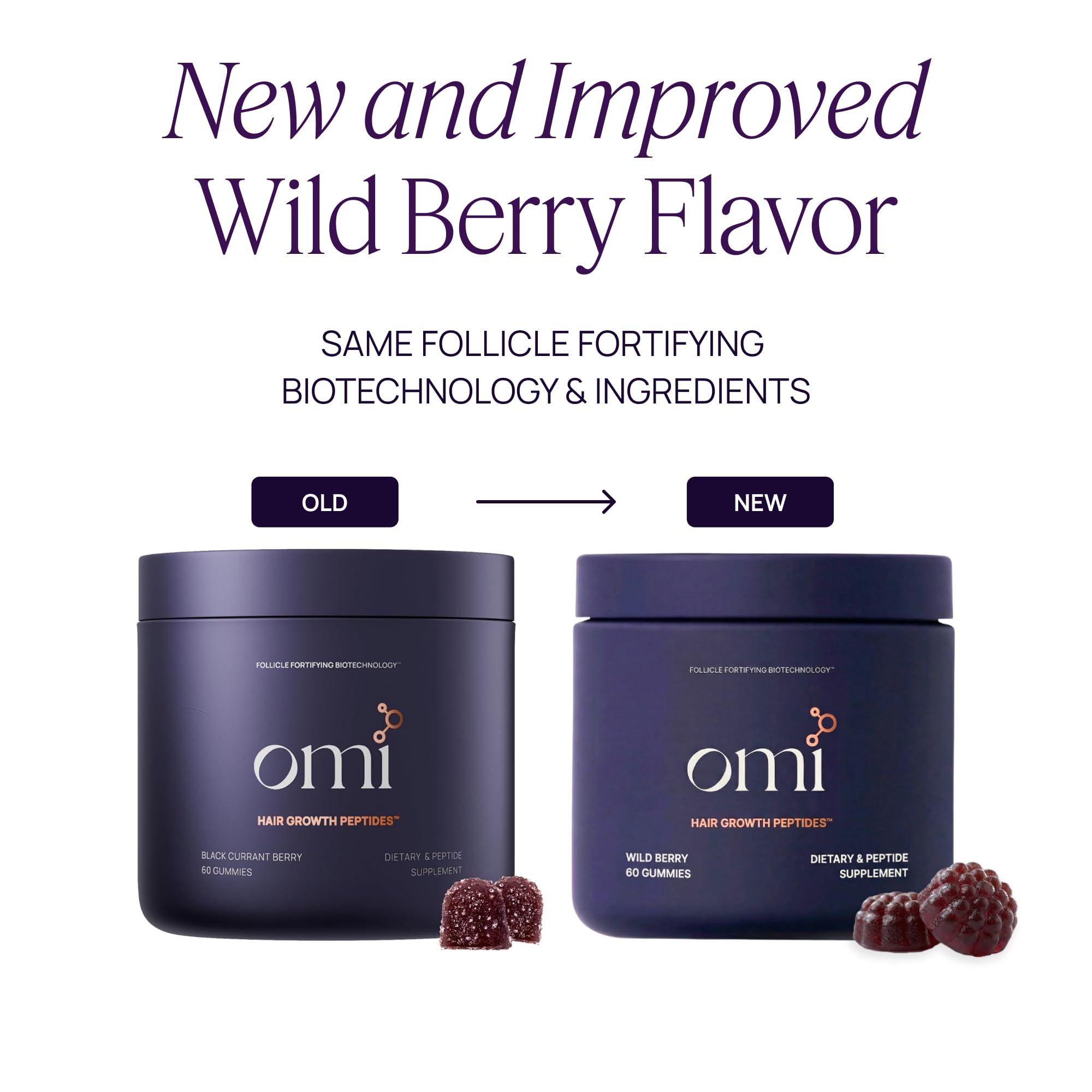 OMI WELLBEAUTY wild berry gummies closeup highlighting flavor and texture