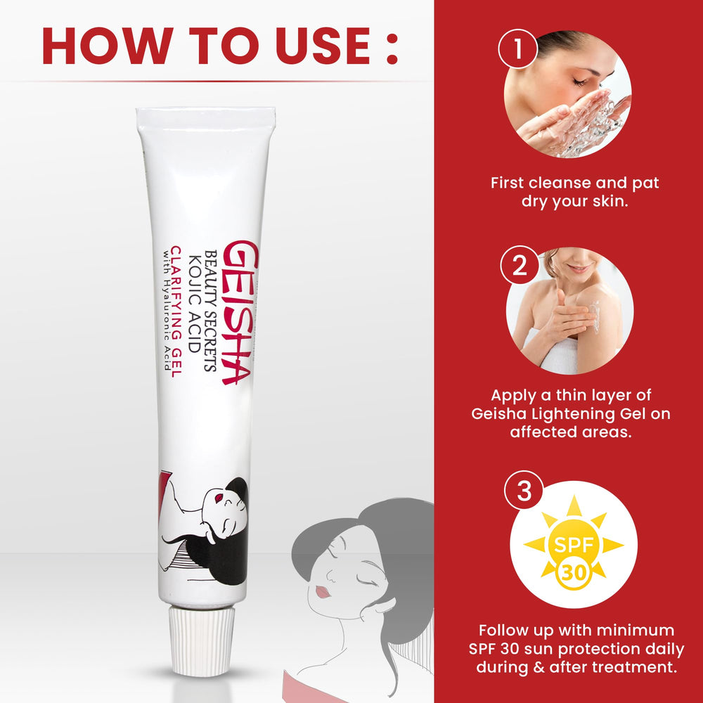 OMIC Geisha gel applied to face and body for a more even tone and clarity