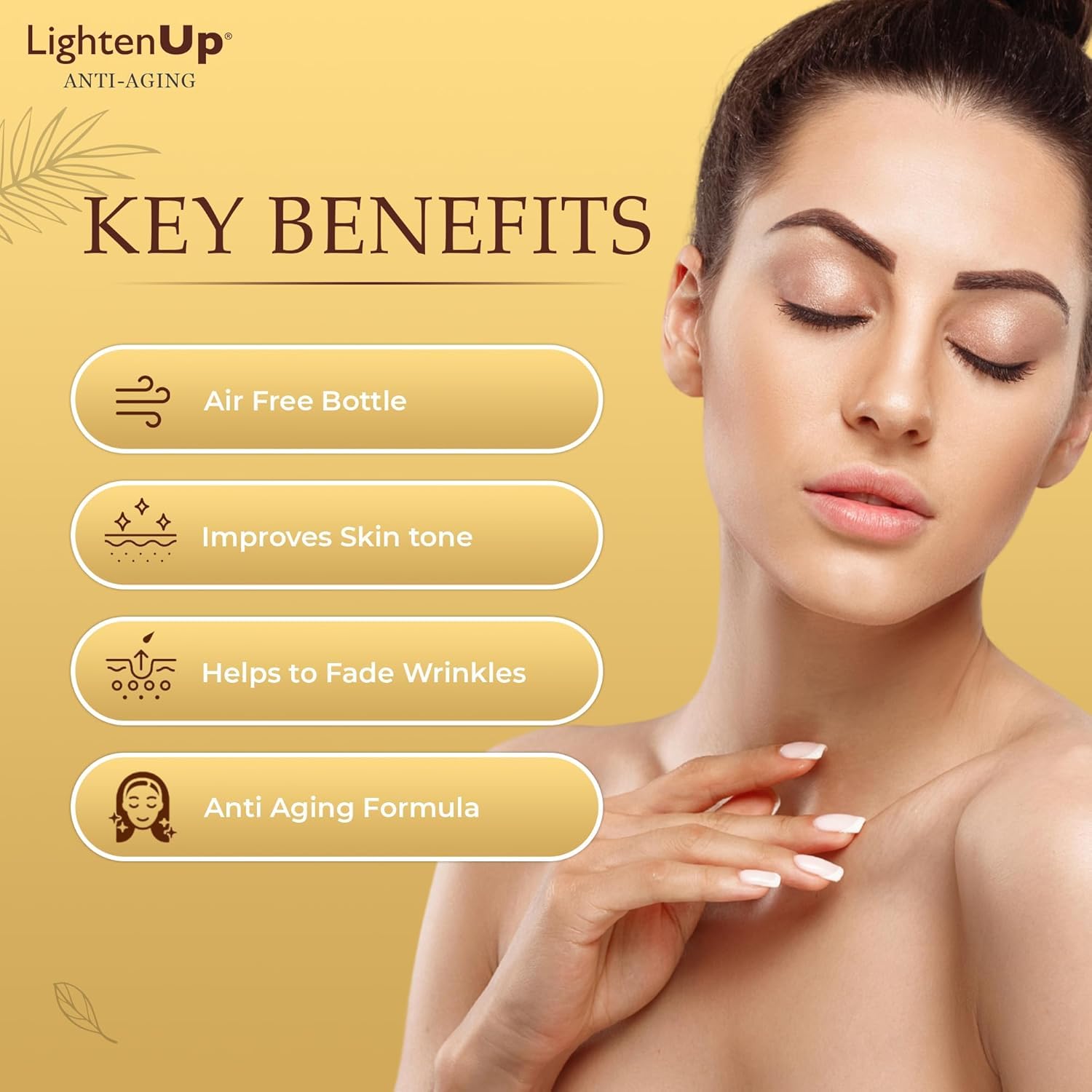 OMIC Lighten-Up air-free bottle helps maintain freshness.
