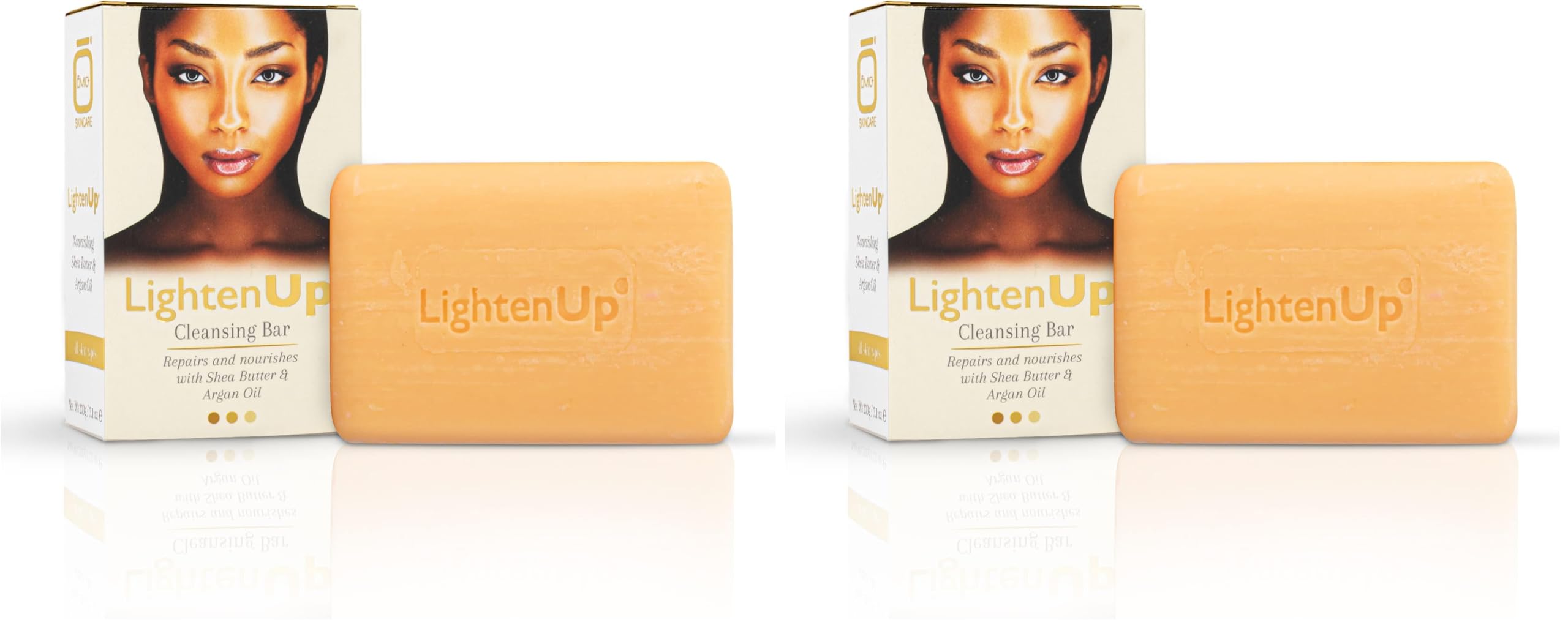 OMIC Lighten-Up two-pack packaging for convenient daily cleansing