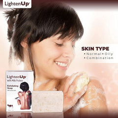 OMIC Lighten-Up ingredients: shea, apricot, and milk protein for nourishing care