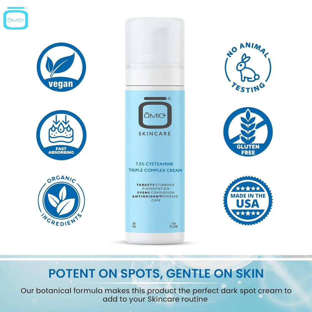 OMIC Skincare cream texture closeup shows a lightweight, fast-absorbing formula.