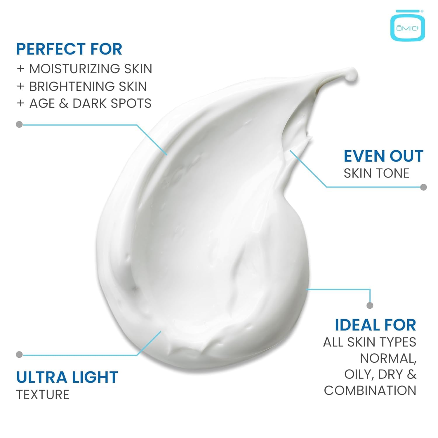 OMIC Skincare swatch shows luminous finish and even skin hint.