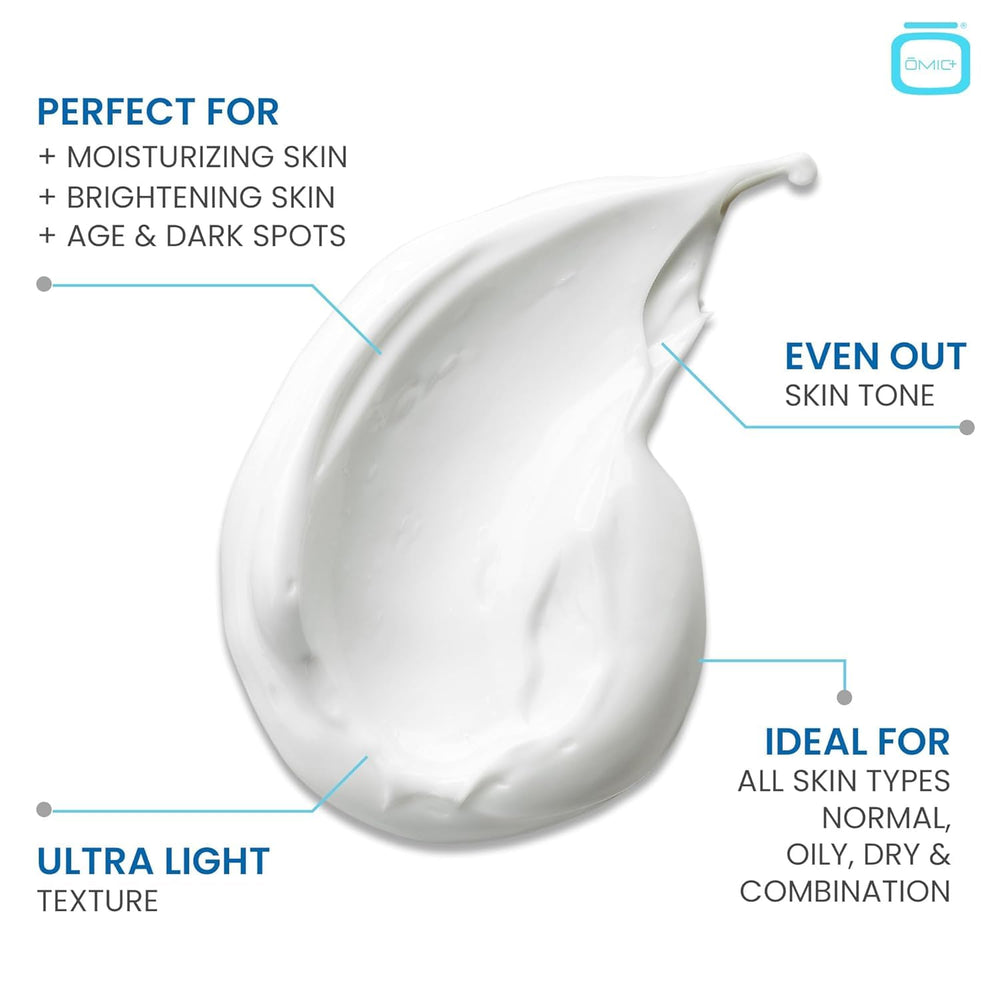 OMIC Skincare swatch shows luminous finish and even skin hint.