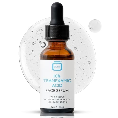 OMIC Tranexamic Acid Serum bottle shown for daily brightness routine.