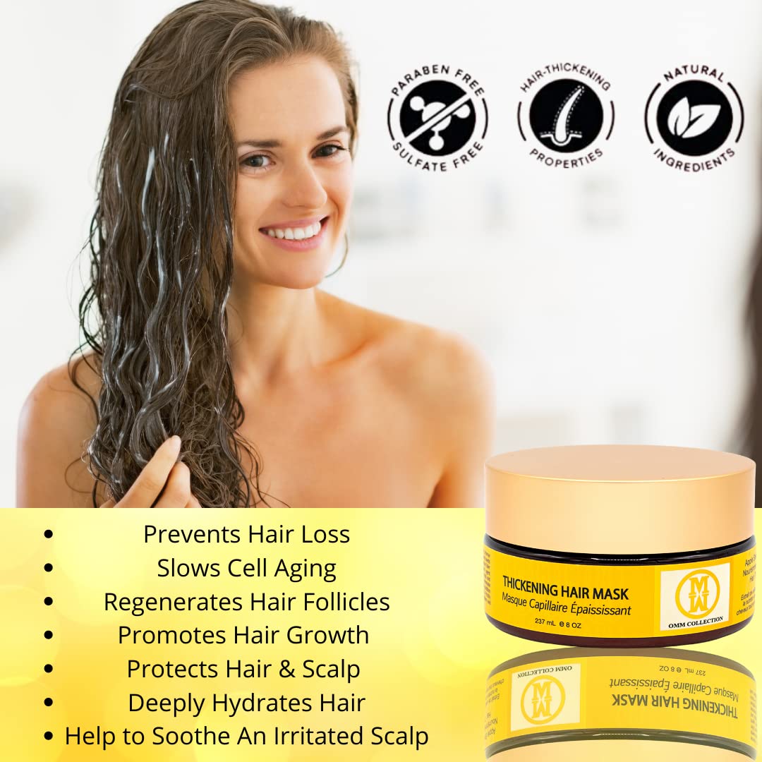 OMM Collection mask ingredients: green apple stem cell and marula oil nourish strands.