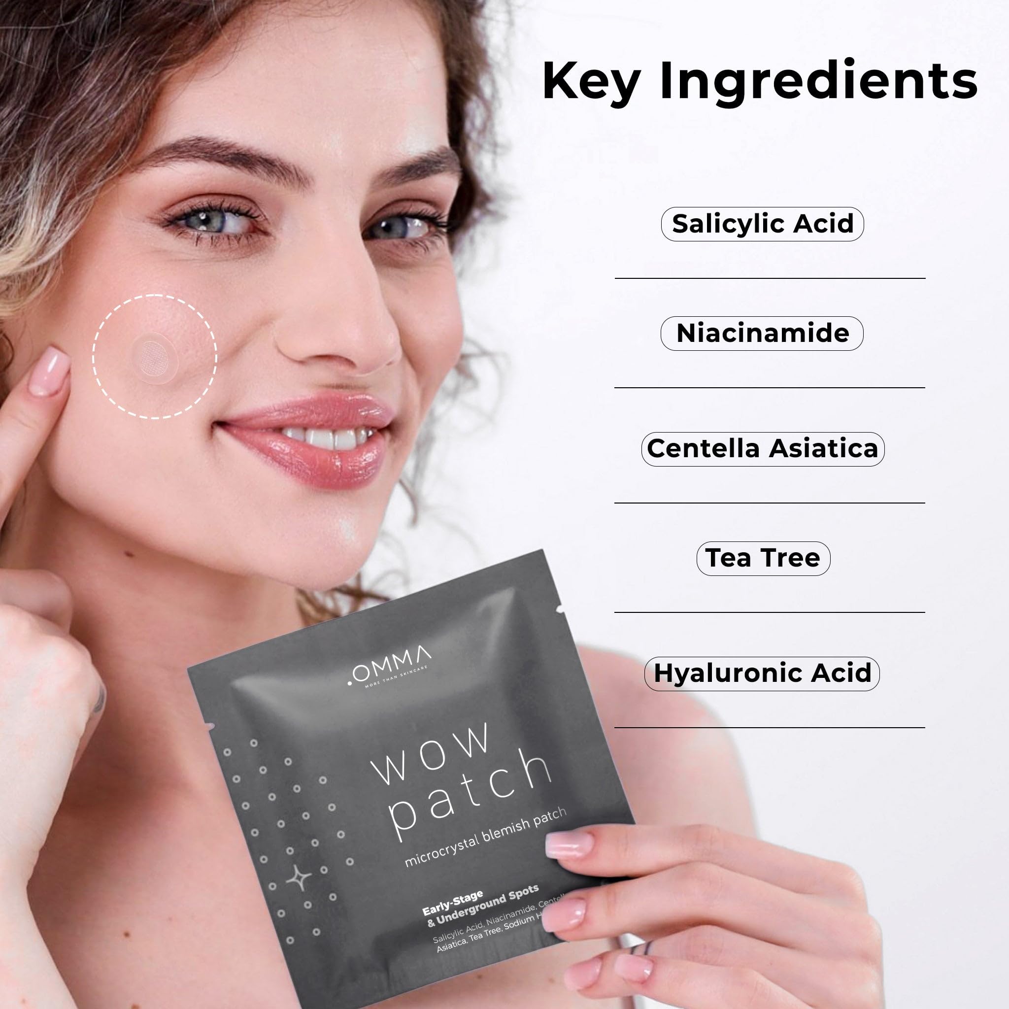 OMMA patch applied overnight targets early-stage zits.