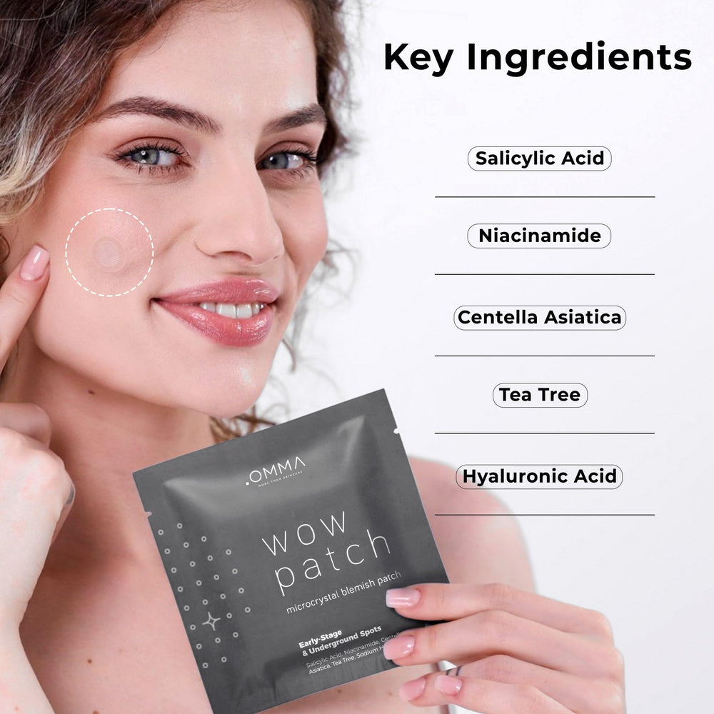 OMMA patch applied overnight targets early-stage zits.