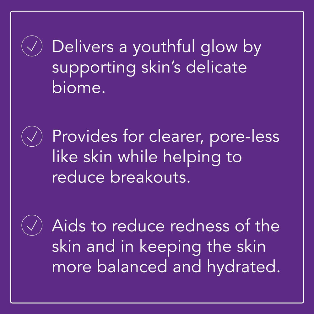 Omni Bioceuticals Biome Boosting Cleanser label detail indicates premium clean skincare.