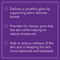 Omni Bioceuticals Biome Boosting Cleanser label detail indicates premium clean skincare.