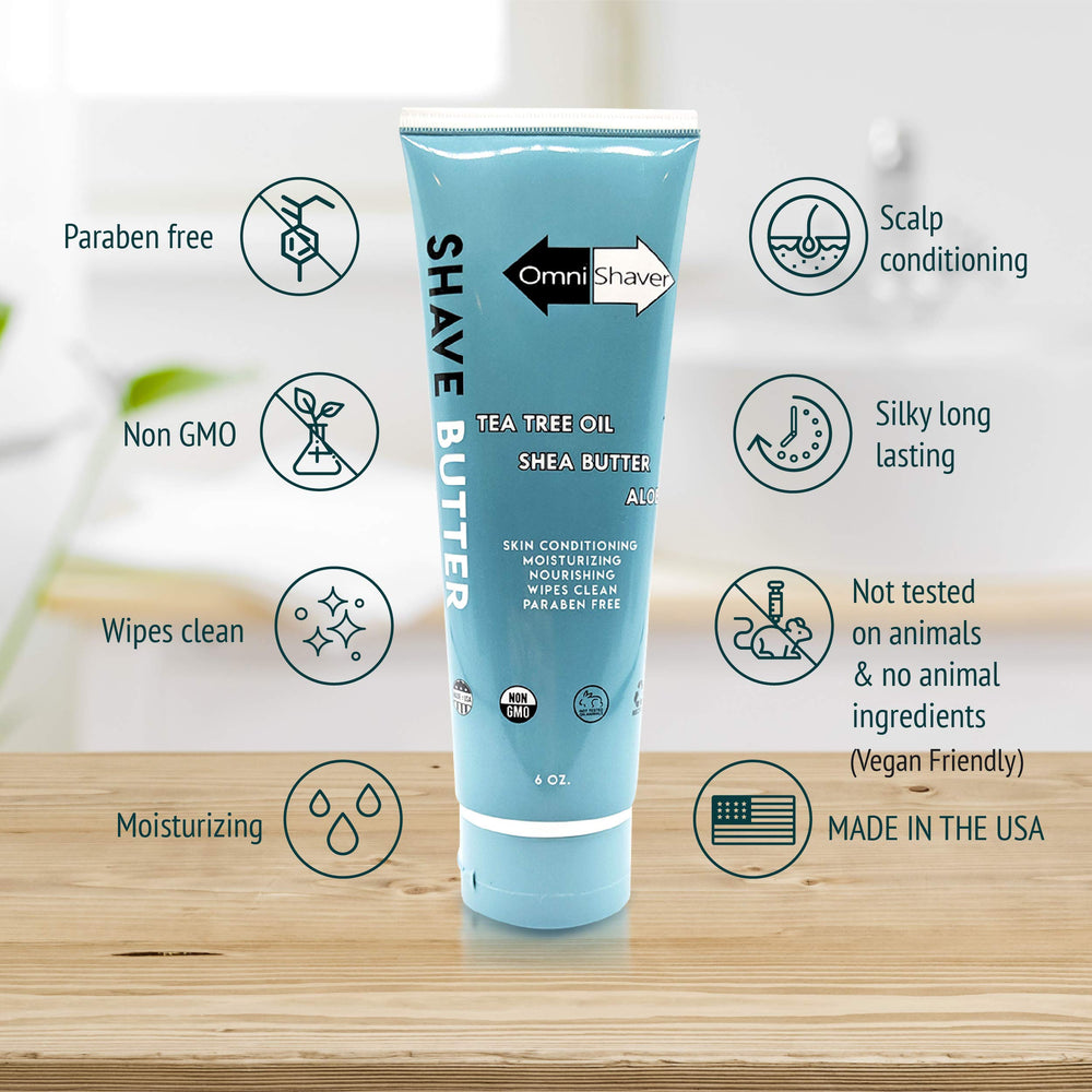OmniShaver Shave Butter being applied to skin for easy use