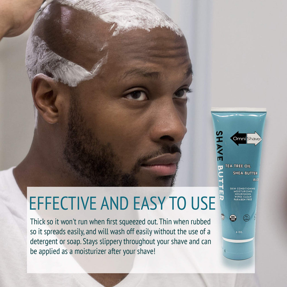 OmniShaver Shave Butter ingredients aloe tea tree shea for soothing care