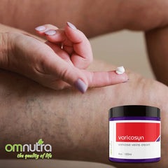 Ingredients of OmNutra Horse Chestnut Cream featuring arnica and essential oils.