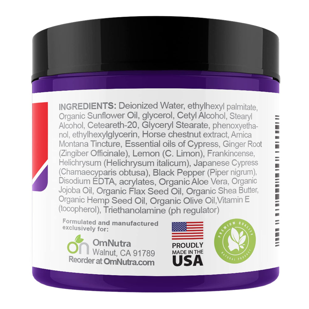 OmNutra Horse Chestnut Cream on legs highlighting leg support and veins.