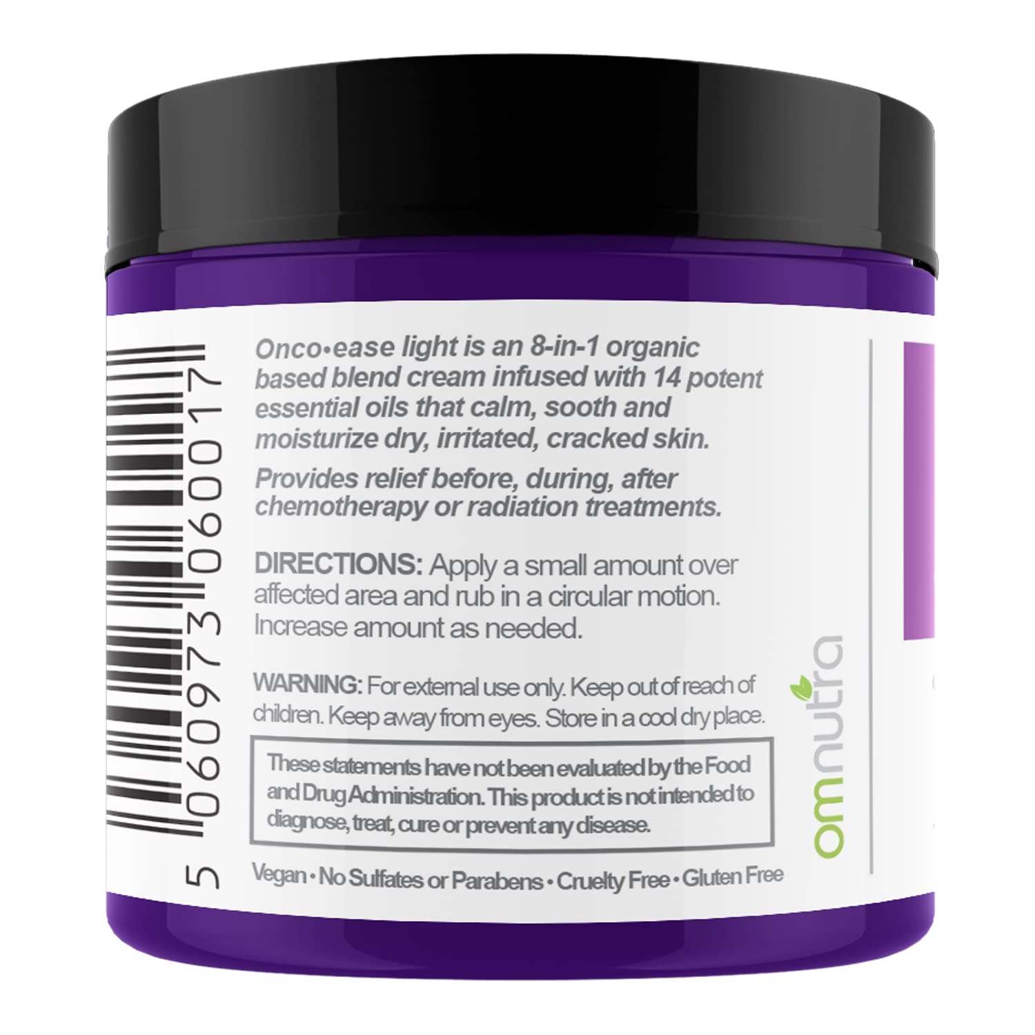 OmNutra OncoEase cream applied by hand to moisturize dry skin