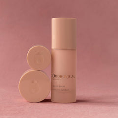 Omorovicza Queen Serum texture swatch shows silky, easy-to-apply formula