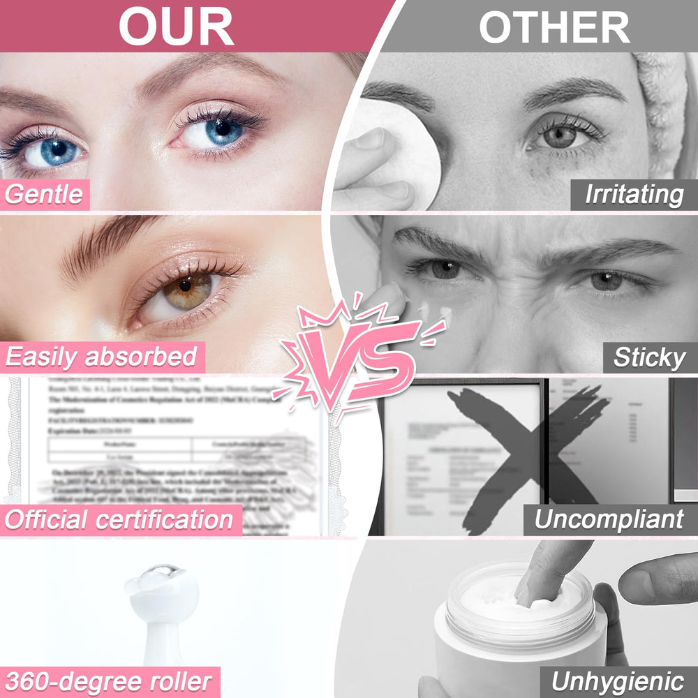 Omplen compact, daily-use eye cream for easy at-home care.