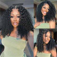 omswet curly bob wig 16in close-up shows natural density for everyday wear.