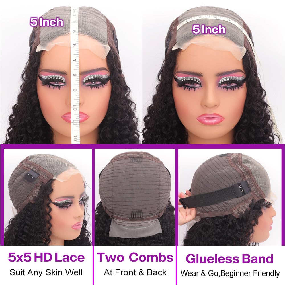 omswet glueless wig cap with adjustable straps and clips for secure wear.