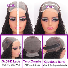 omswet glueless wig cap with adjustable straps and clips for secure wear.