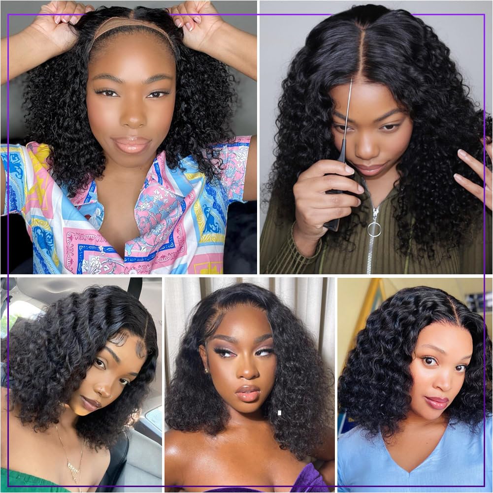 omswet 14-inch Curly BOB wig with versatile parting and density