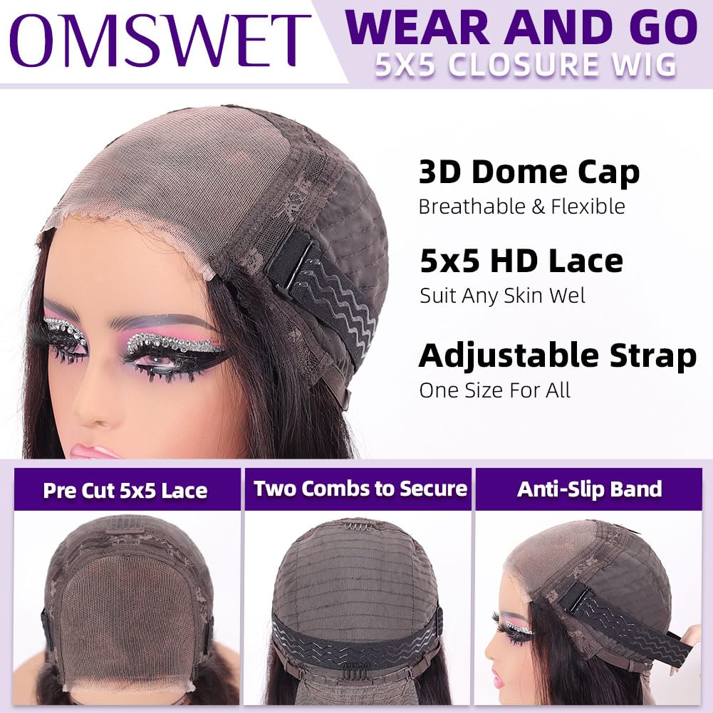 Omswet Wear and Go Bob Wig glueless cap for fast, secure fit.