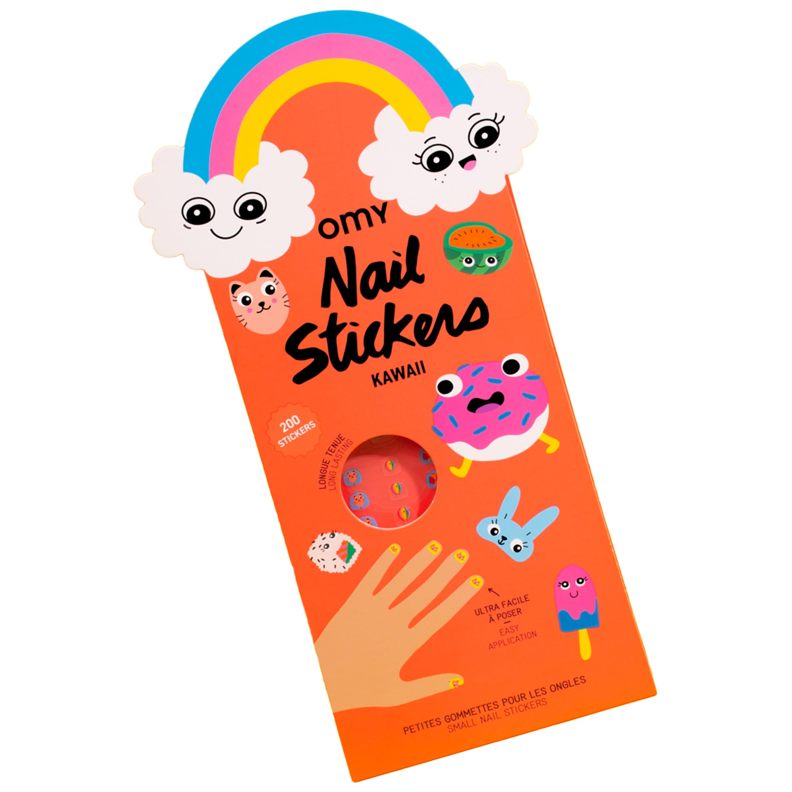 Omy Kawaii nail stickers collection with 200 designs for kids.
