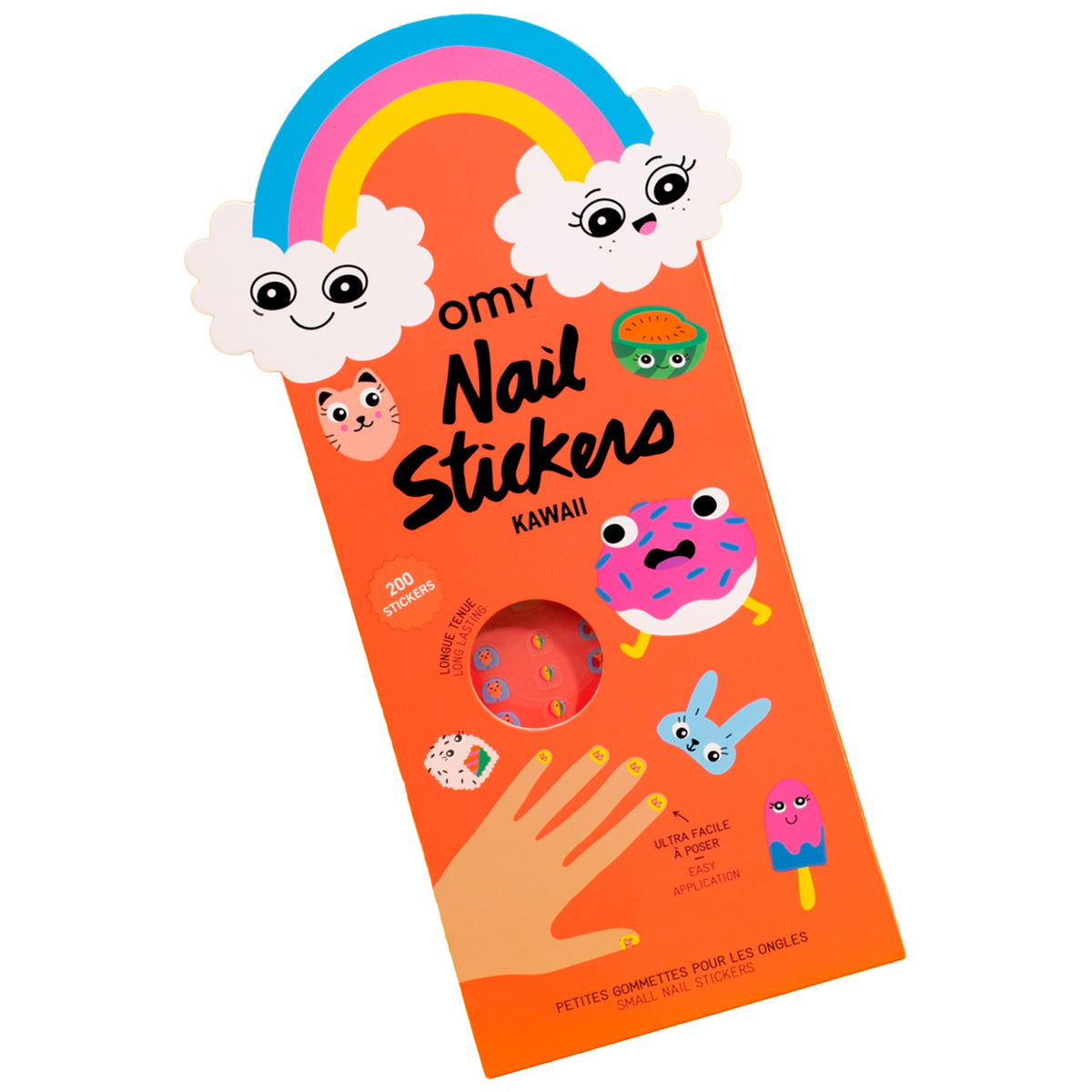Omy Kawaii nail stickers collection with 200 designs for kids.