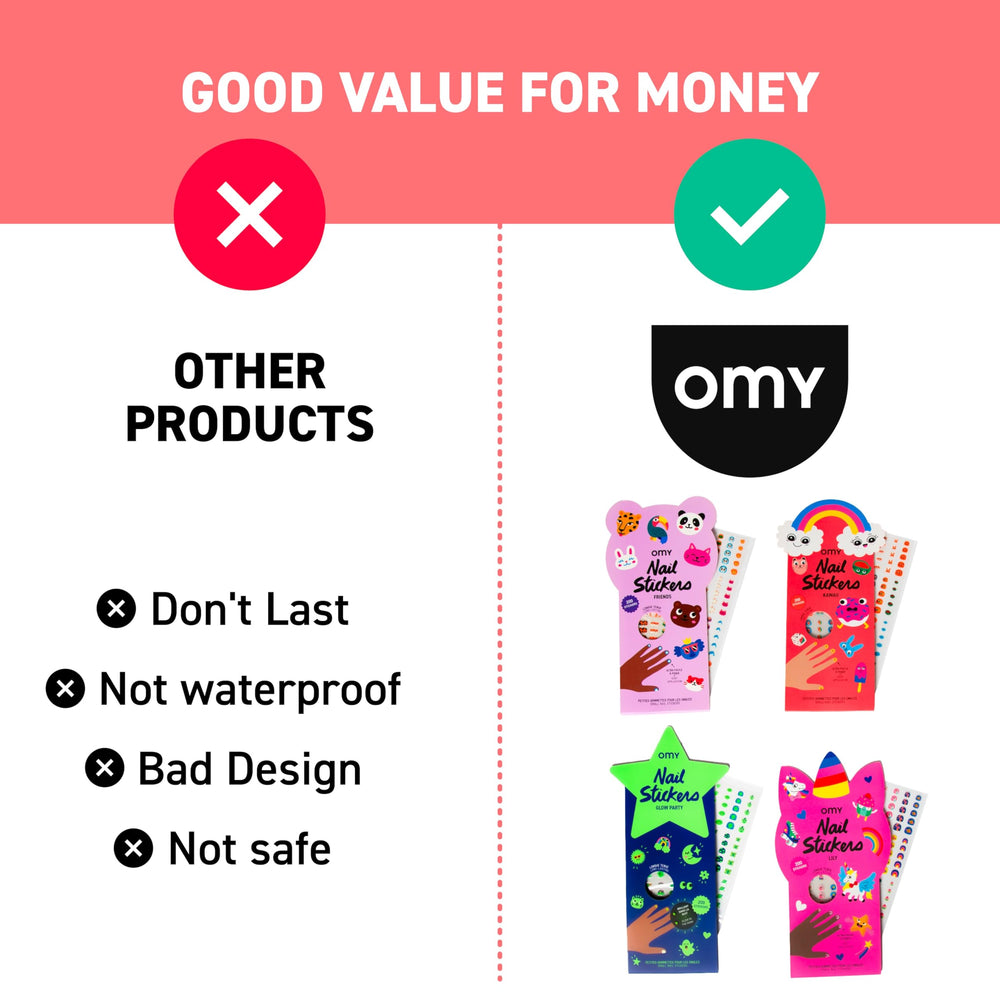 Omy Kawaii nail stickers easy to apply for quick nail fun.