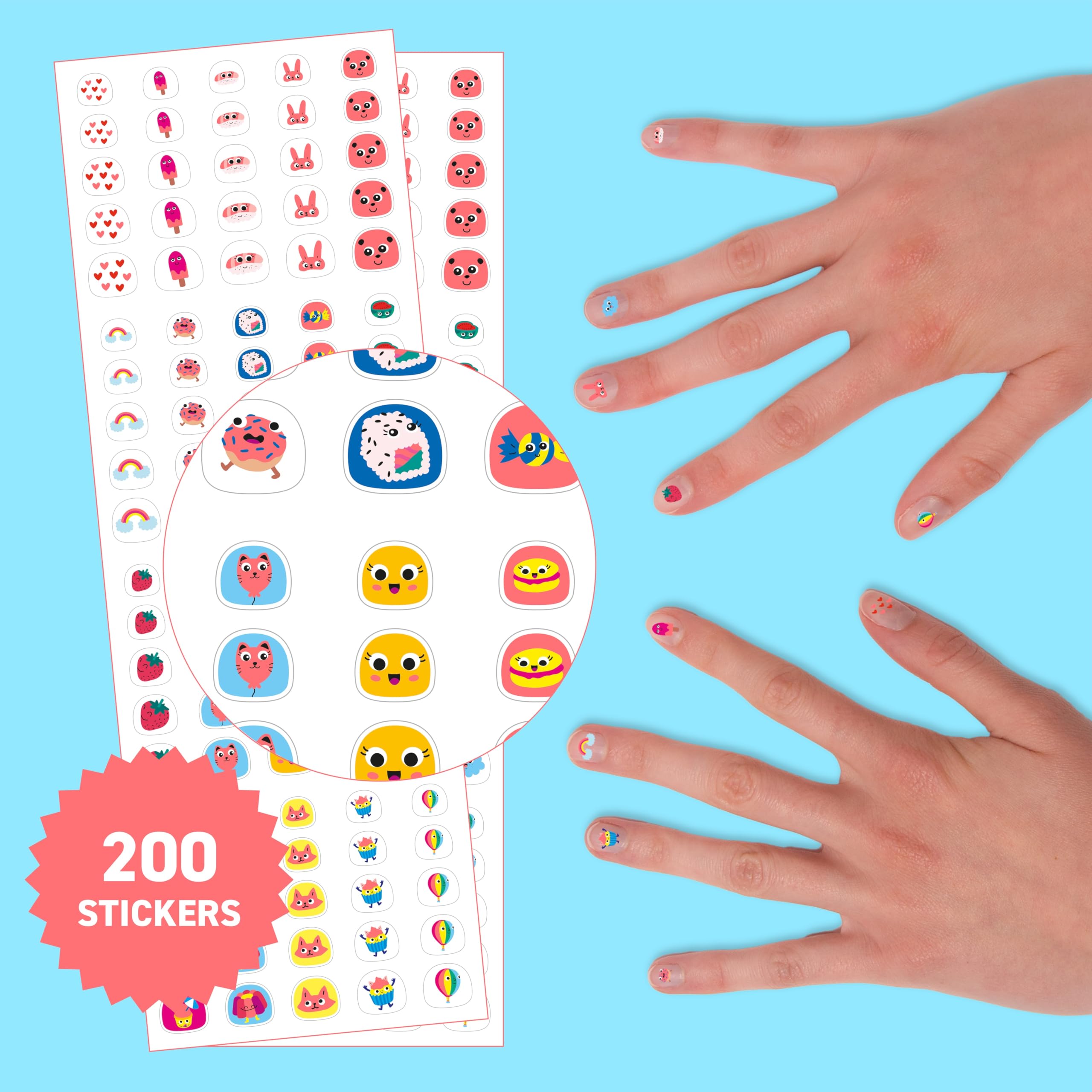 Omy Kawaii nail stickers waterproof finish stays put after washing.